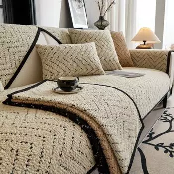 Стильный волнистый чехол для дивана 3-местный для гостиной плюшевый бархатный чехол для дивана защитный чехол для мебели нескользящий индивидуальный заказ 70x70cm 1pc