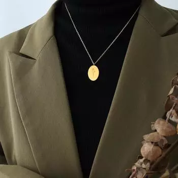 Стильный выгравированный цветок кулон титановая сталь ожерелье, ретро мода женское позолоченное невыцветающее ожерелье ювелирные изделия