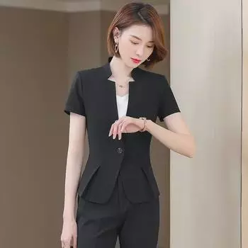 Стильный высококачественный женский приталенный пиджак в корейском стиле с воротником-стойкой, идеально подходит для работы S