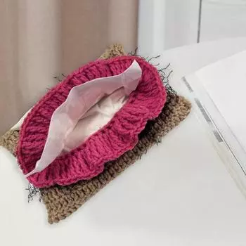 Стильный забавный вязаный чехол для салфеток, яркий цвет, забавный держатель для вязания крючком, домашние диспенсеры для салфеток красный