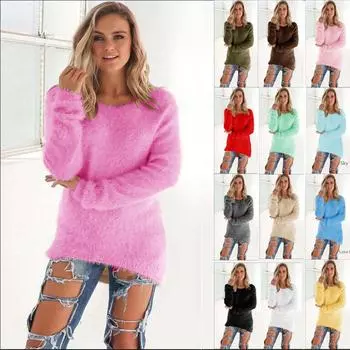 Стильный женский бархатный свитер с длинным рукавом, зимний теплый свободный пуловер, женский повседневный джемпер, топы S чёрный