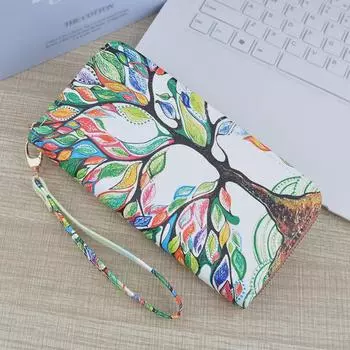 «Стильный женский длинный кошелек»: Клатч с крестообразным узором на молнии, с отделениями для монет и телефона темно-розовый