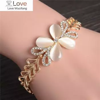 Стильный женский новый модный опаловый золотой цвет кристалл горный хрусталь цветок браслет-подвеска подарок ювелирные изделия