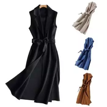 Стильный женский осенний жилет, верхняя одежда, женский жилет, обтягивающий пояс, термостойкое длинное осеннее пальто S абрикосовый