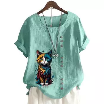 Стильный женский топ с короткими рукавами и модным цветочным принтом в 11 шикарных цветах S розовый