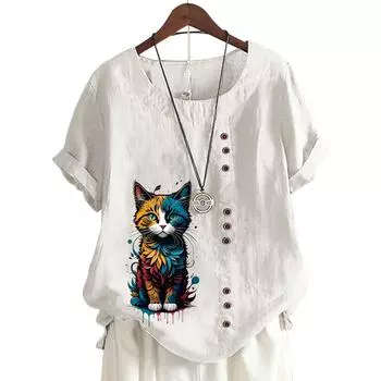 Стильный женский топ с короткими рукавами и модным цветочным принтом в 11 шикарных цветах S розовый