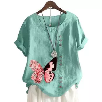 Стильный женский топ с короткими рукавами и популярным цветочным принтом в 11 цветах S белый