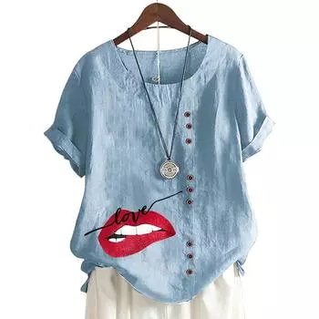 Стильный женский топ с круглым вырезом и короткими рукавами в 11 цветовых вариантах S розовый