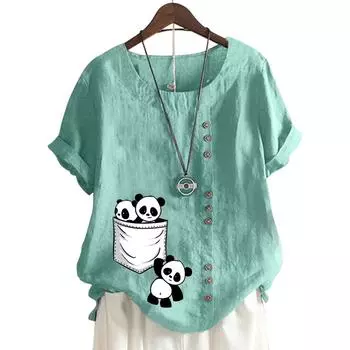 Стильный женский топ с круглым вырезом и короткими рукавами в 11 цветовых вариантах S озеро синий