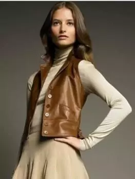 Стильный женский жилет в стиле вестерн, коричневое байкерское кожаное пальто из овчины, нарядное XS коричневый