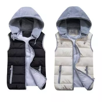 Стильный жилет Оставайтесь модными со стильным жилетом Безрукавное зимнее пальто с капюшоном Зимние жилеты