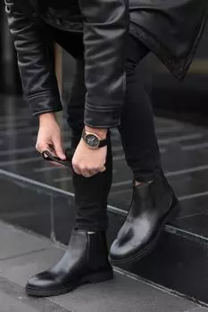 Стиль обуви: черные мужские ботинки челси из натуральной кожи