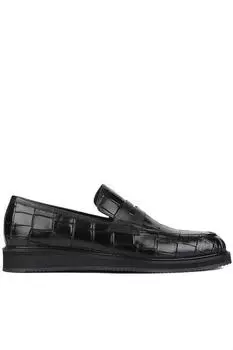 Стиль обуви — Черные мужские классические туфли из кожи крокодила 250-2371