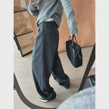 Стиль потрясающий - повседневные женские брюки Zichuan: Зима 2025 года, корейский однотонный цвет S (up to 110 lbs) серый