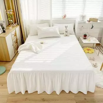 Стиль принцессы, хлопковая пряжа, окрашенная в стираную хлопковую юбку с рюшами, стеганая юбка из чистого хлопка, утолщенная, однотонная, без принта 120cmx200cmx45cm