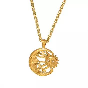 Стиль ретро бриллиантовое ожерелье с подвеской в виде солнца и луны, индивидуальный дизайн ниши