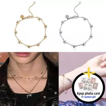 [Стиль RIIZE] Браслет и ожерелье Bling Star Bin золотой