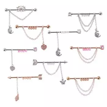 Стиль Стрела Штанга Ушная Кость Серьга-гвоздик Промышленная штанга Длинные серьги-гвоздики для хряща B