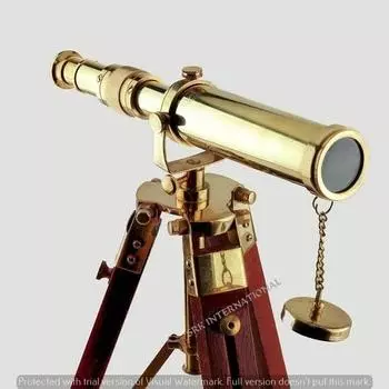 стиль Винтажный латунный телескоп с деревянным