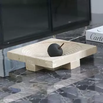 Стиль ваби-саби Имитация травертина Геометрическая квадратная лестница Фруктовая тарелка Украшения Модель комнаты Кабинет Журнальный столик Настольное художественное украшение