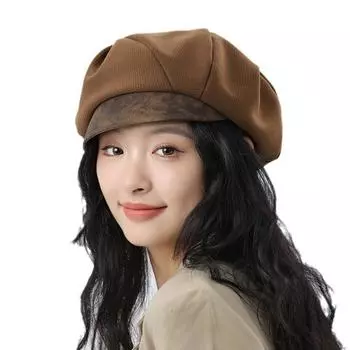 Стиль Япи большая окружность головы, подходящая для восьмиугольной шляпы-бутона, женский нерегулярный художественный берет One size чёрный