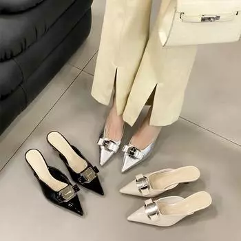 Stiletto High Heels Temperament Bag Head Sandals Fairy Shoes Bow Pointed Single Shoes Korean Version 35 серебряный