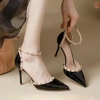 stiletto sandals women s high-heeled women s shoes summer 2025 new European and American large-size women s shoes women s pointed rhinestone buckle 34