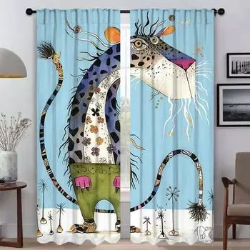 Стилист Джордж Пи Кухонные шторы для гостиной Шторы Тюль для спальни Шторы для домашнего интерьера 2 шт. Разделение W50xH70cmx2pcs-CL