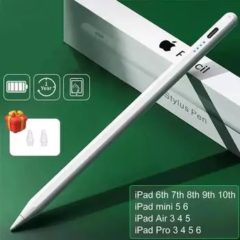 Стилус для Apple iPad Palm Rejection Power Display для iPad Pencil Accessories 2024 2024 2020 2019 2018 Pro Air Mini Stylus белый