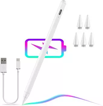 Стилус для iPad 9-го и 10-го поколений - 2X быстрая зарядка, совместимый со стилусом Active, белый белый