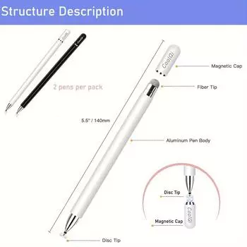 Стилус для iPad/карандаш для iPhone Стилусы Стилусы для сенсорных экранов (2 шт/упаковка) Карандаши с магнитным диском 2 в 1 2pcs