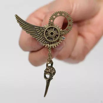 Стимпанк Брошь на лацкан Значок Шестерня Череп Праздничный Костюм Ретро Дизайн Значок Крыло Ангела