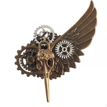 Стимпанк Gear Брошь Angel Wing Костюм Pin Ювелирные Изделия Модный Череп Значок для