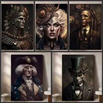 Стимпанк знаменитости легенды холст картины стены искусства панк Цезарь Монро портрет плакат печать для гостиной домашний декор подарок без рамки 21*30cm