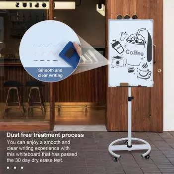 Стираемая доска для письма с магнитной поверхностью, регулируемая высота, круглая база на колесах, держатель для офисной доски, крючок для флип-чарта
