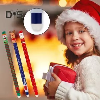 Стираемая гелевая ручка с рождественским наконечником 0,7 мм, гелевая ручка с красными, синими и зелеными чернилами, ручка для стирания и переписывания, рождественский подарок для коллег и друзей A