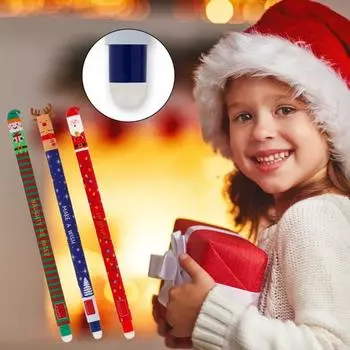 Стираемая гелевая ручка с рождественским наконечником 0,7 мм, гелевая ручка с красными, синими и зелеными чернилами, ручка для стирания и переписывания, рождественский подарок для коллег и друзей B