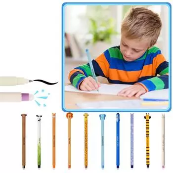 Стираемые гелевые ручки, стираемые ручки с рисунком животных для обучения и письма детей, сменный стержень 1 мл One Size