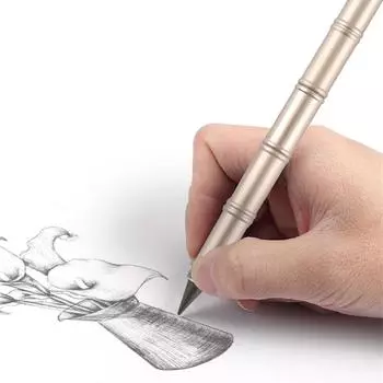 Стираемый карандаш без чернил со сменными наконечниками, металлическая вечная ручка без заточки, вечная ручка для письма и рисования бронзовый