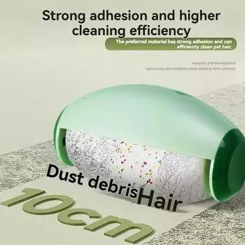 Стираемый ворсовый очиститель для удаления шерсти домашних животных Многофункциональный многоразовый инструмент для уборки пыли Чистящий плюшевый липкий роликовый шарик для путешествий зелёный