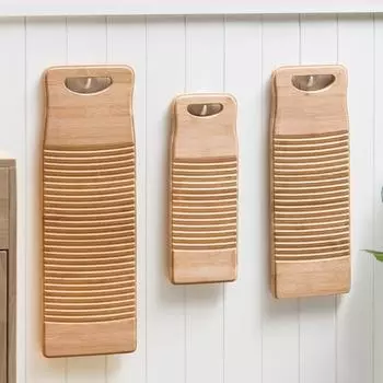 Стиральная доска Традиционный дизайн Противоскользящая экономия усилий Прочный подвесной тип Ручка отверстия для стирки Прямоугольная деревянная доска для стирки для дома 40cm
