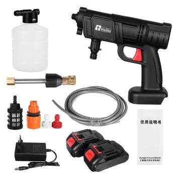 Стиральная машина 800 Вт, 90 бар, беспроводная мойка высокого давления, 22000 мАч, водяной пистолет-распылитель, машина для мойки автомобилей, насадка для очистки воды под давлением 2 battery EU PLUG
