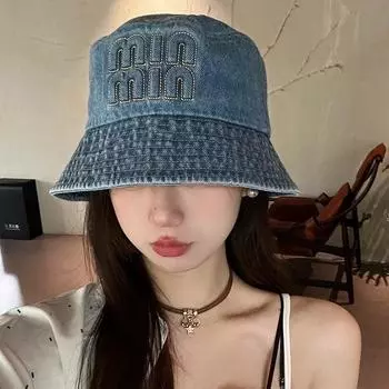 Стираная джинсовая шляпа с надписью «рыбак» бренда Tide, детская, весна-осень, пара, корейская версия, новая, закрывающая лицо, маленькая шляпа-ведро для мужчин M56-58cm