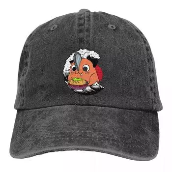 Стираная мужская бейсболка Pochita Essential Trucker Snapback Ковбойские кепки Dad Hat Chainsaw Man Аниме Кепки для гольфа Adjustable