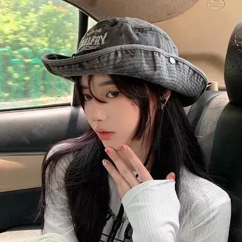 Стираная шляпа ковбоя в стиле вестерн для девочек, весна-лето, для малышек, для улицы, шляпа-ведро, завязывающаяся на шнурок, для альпинизма, для защиты от солнца M56-58cm серый