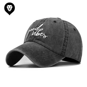 Стиранная хлопковая новая бейсболка с вышитыми буквами и надписью Good Vibes, старая стиранная кепка Adjustable