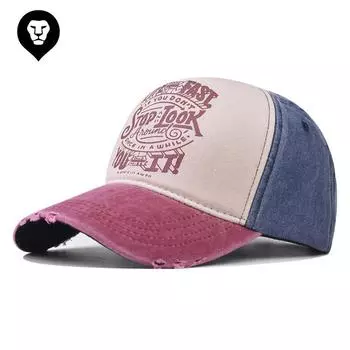 Стиранная хлопковая стиранная бейсболка с принтом, старая стиранная кепка с буквами Adjustable тёмно-синий