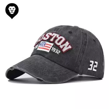 Стиранная хлопковая трехмерная вышивка бейсболка Бостон старая стираная кепка с буквами Adjustable тёмно-синий