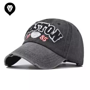 Стиранная хлопковая трехмерная вышивка бейсболка Бостон старая стираная кепка с буквами Adjustable хаки