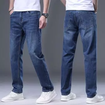Стираные классические весенние и осенние джинсы, мужские хлопковые мужские джинсы с четырехсторонней резинкой, корейские светлые мужские брюки, новинка 30